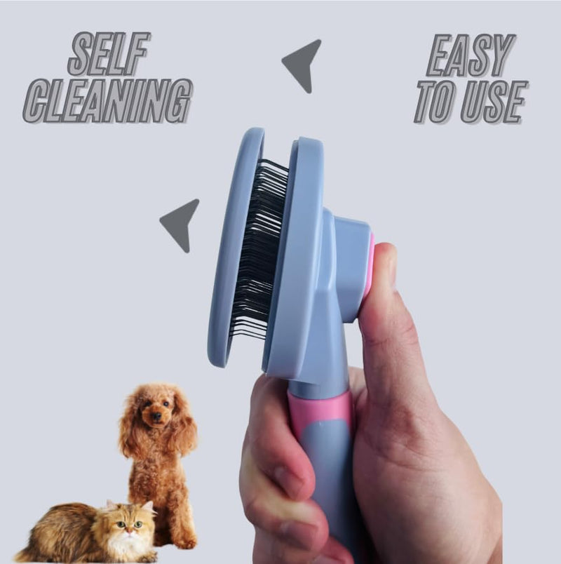 Dog & Cat Brush - Pet Grooming & Shedding Tool for Long & Short Hair - Deshedding Comb for Loose Fur - Professional Hair Remover for Pets (Pink) Pink - PawsPlanet Australia