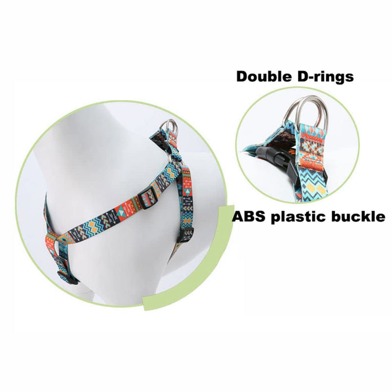 Dog Harness and Leash Set, Pretty Pattern No-Pull Pet Halter Puppy Vest Outdoor Easy Walk for Small Medium Large Breed Pug Bully Mastiff Dogs Female Male, Blue Small S Chest 15.7-23" - PawsPlanet Australia