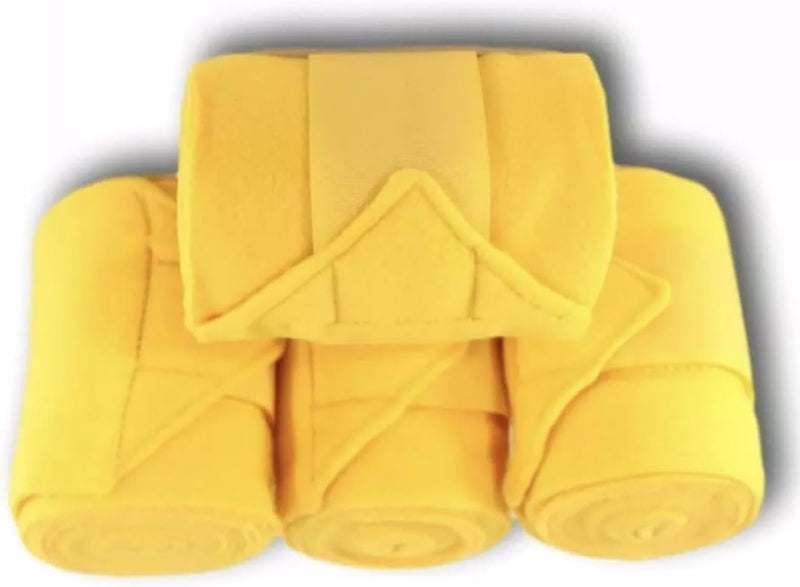 Fleece Horse Polo Wraps Set of 4 Bandages 4" Width, 3 Meters Length (Yellow)
