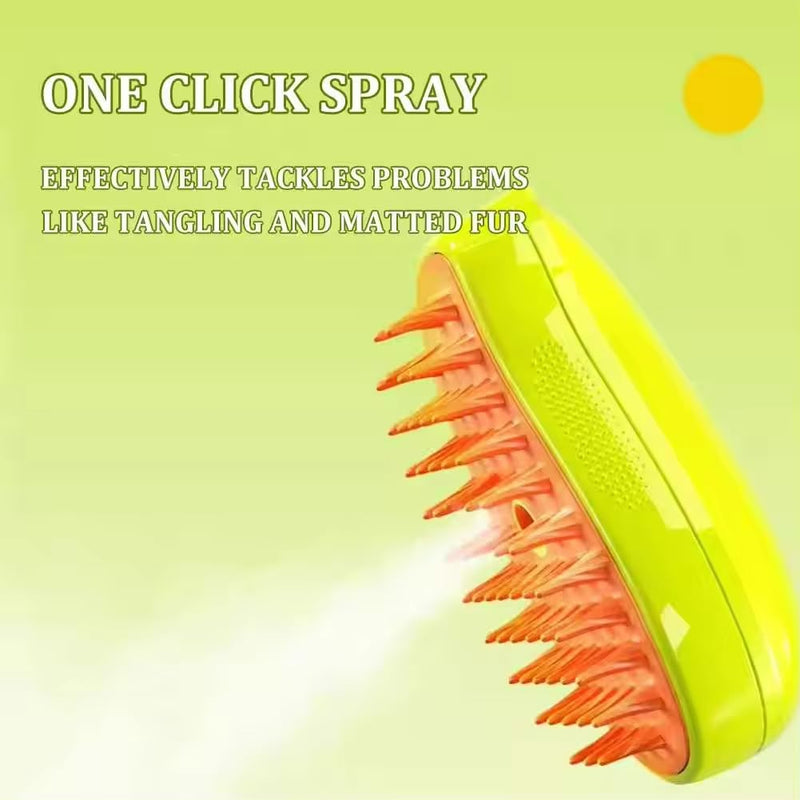 3-in-1 Rechargeable Pet Hair Brush: Massager, Steamy Comb & Self-Cleaning Mist Spray for Cats & Dogs - PawsPlanet Australia