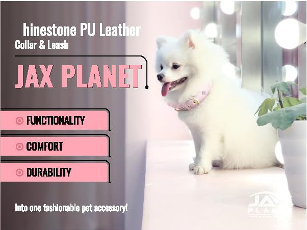 PU Leather Rhinestone Pet Leash - Pink Leather Dog Leash - Soft, Padded & Comfortable for Female Dogs and Cats, Stylish for Walking & Running, Diamond Crystals & Metal Flowers - S 4FT Leash(S)-4ft - PawsPlanet Australia