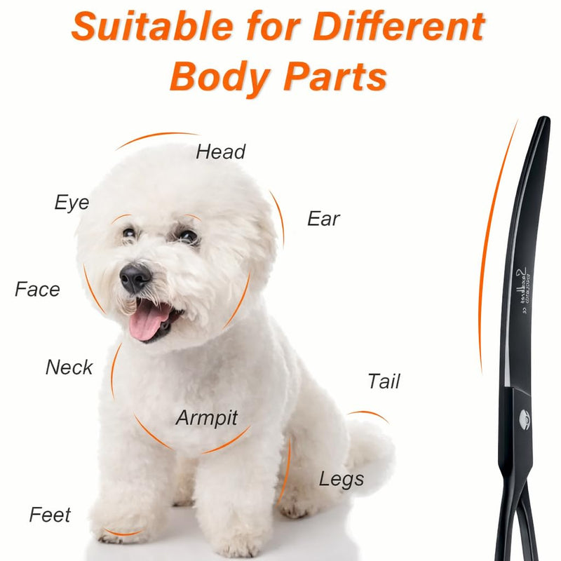 Dog Grooming Scissors with Extra Sharp Blades | 7.5” Curved Dog Grooming Scissors for Dogs, Cats & Pets Hair Cutting for Professionals, Salons & Home Groomers