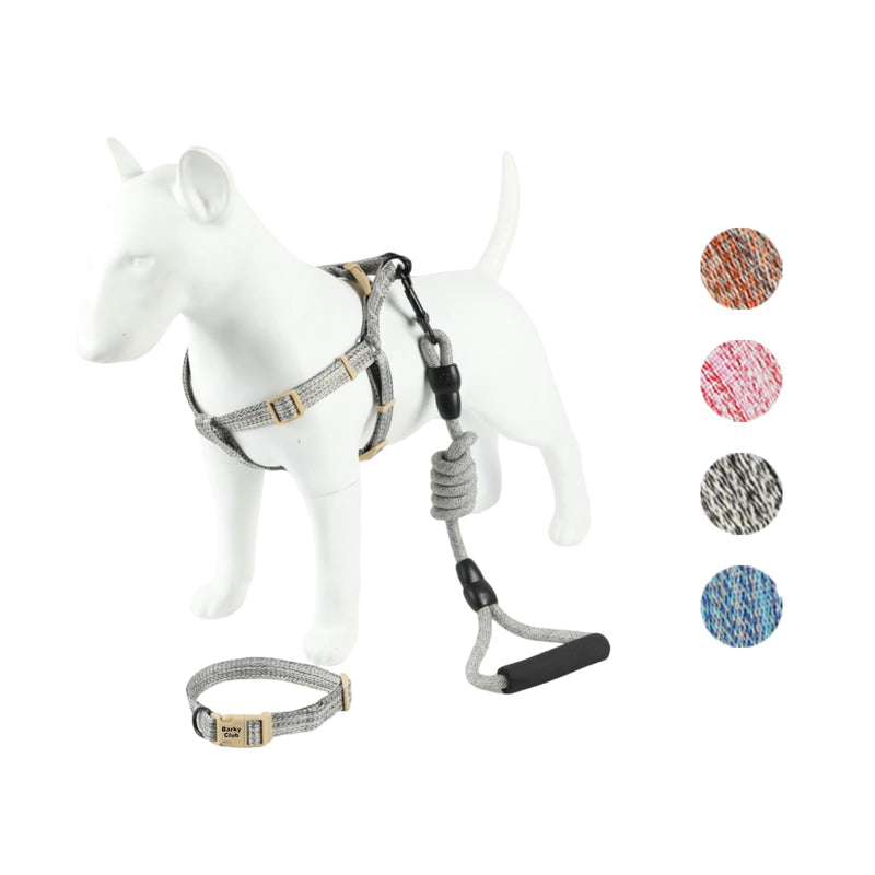 Dog & Cat Harness Set – Adjustable Linen Leash, Collar & Harness – Breathable, Lightweight & Comfortable, Suitable for Small to Medium Pets (Pink, S) Pink