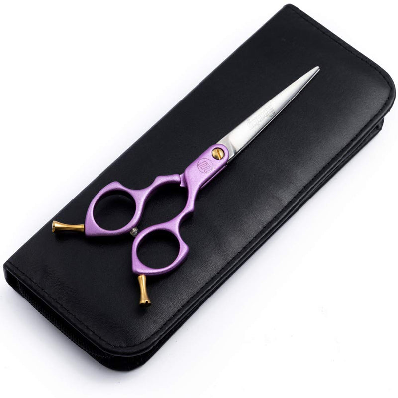 Moontay 6.0" Professional Straight Pet Grooming Scissor, Dog Cat Grooming Shear/Scissor with Ultra-Light Aeronautical Aluminum Handle, 440C Japanese Stainless Steel Pet Grooming Shear, Purple 6.0" Straight Cutting Scissor - PawsPlanet Australia