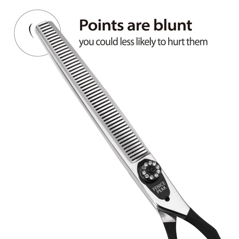 Fenice Peak 7.5'' Dog Thinning Scissors For Grooming 440C Stainless Steel Black Non-Slip Handle Sharp Blades Professional Pet Trimming Scissors for Cats Thinning Rate 35% Thinning Shear 7.5'' - PawsPlanet Australia