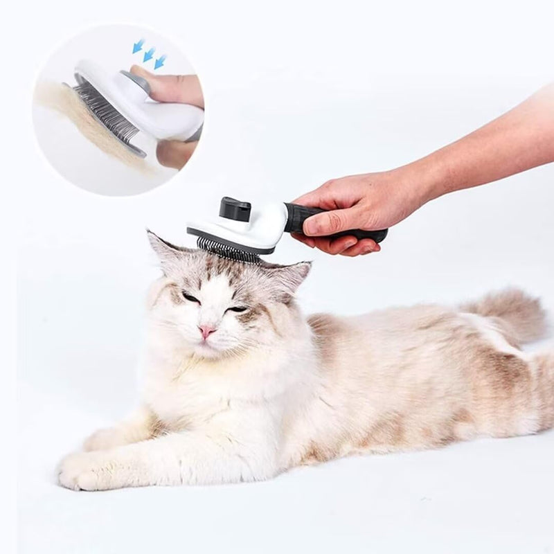 Pet Hair Removal Brush for Dog Cat Grooming Tool, Self Cleaning Slicker Hair Massage Comb Loose Undercoat Removes Tangles Fur Hair Slicker Brush for Puppy Kitten Bunny Massage-Pet Supplies (Gray) grey - PawsPlanet Australia