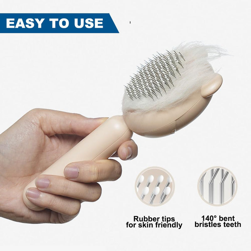 Cat Brush for Short or Long Haired Cats Dogs Rabbits, Cute Dog Brushes with Release Button for Massage and Removes Loose Fur, Dog Hair Brush Pet Grooming Deshedding Comb White Bear - PawsPlanet Australia