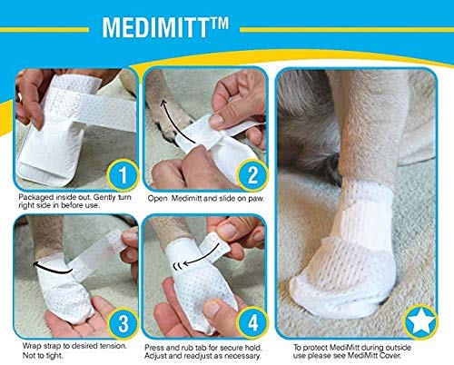 Medimitt Paw Bandages for Dogs, Cats and Pets – Stretchy Medical Booties, First Aid for Paws – Non Slip, Non Adhesive, Breathable, Disposable, Washable, Adjustable Strap,12 Pack (X-Large) X-Large 12 Pack