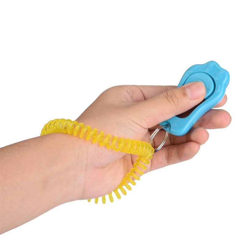 Adjustable 3 Gears Pet Dog Training Clicker Paw Shaped Pet Training Clicker Durable Lightweight with Wrist Strap for Cats Birds (Blue) Blue - PawsPlanet Australia