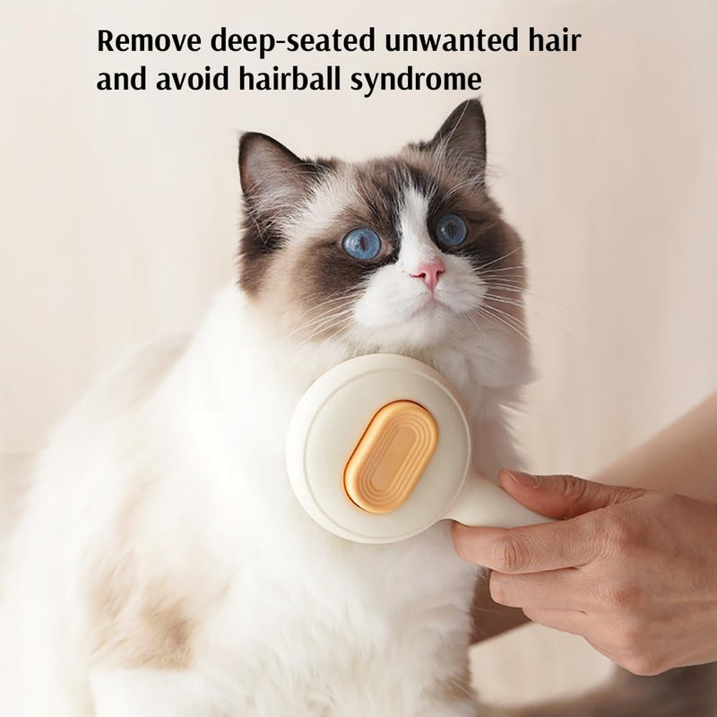 Pet Grooming Brush for Cats & Dogs –Cat Brushes for Indoor Cats, Cat Grooming Supplies –With Massage Function for Short & Long Hair, Removes Loose Fur & Undercoat – Self-Cleaning Slicker Brush (Beige) Beige - PawsPlanet Australia