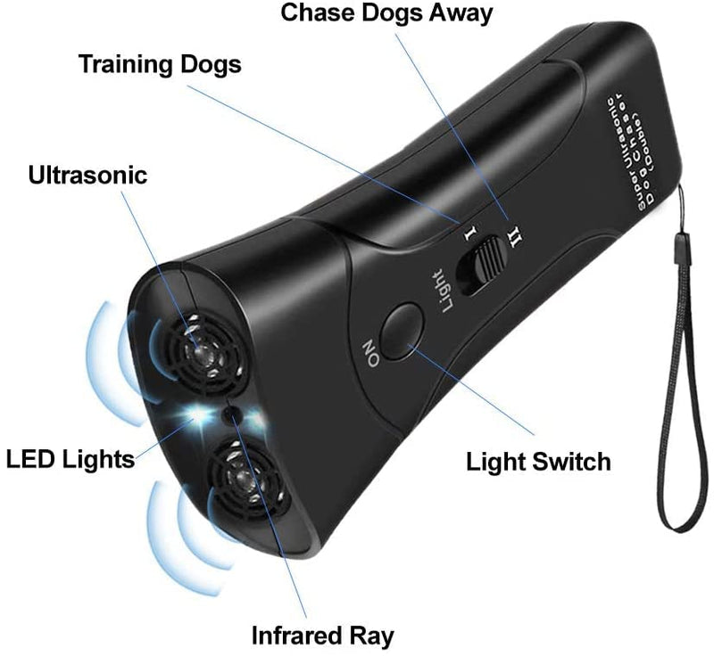 Ultrasonic Anti Dog Barking Pet Trainer LED Light Gentle Anti Barking Chaser Style 3 in 1 Bark Control Tool, Pet Training Device, Handheld Trainer, Stop Barking & Repellent Indoor Outdoor - PawsPlanet Australia