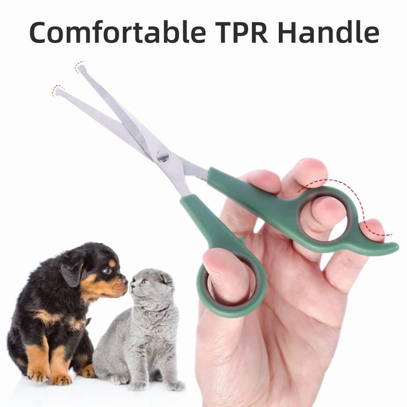 2 PCS Dog Grooming Scissors with Safety Round Tip Pet Grooming Scissors Kit Professional Hair Cutting Scissors Set Pets Grooming Tool for Dogs Cat (Green)