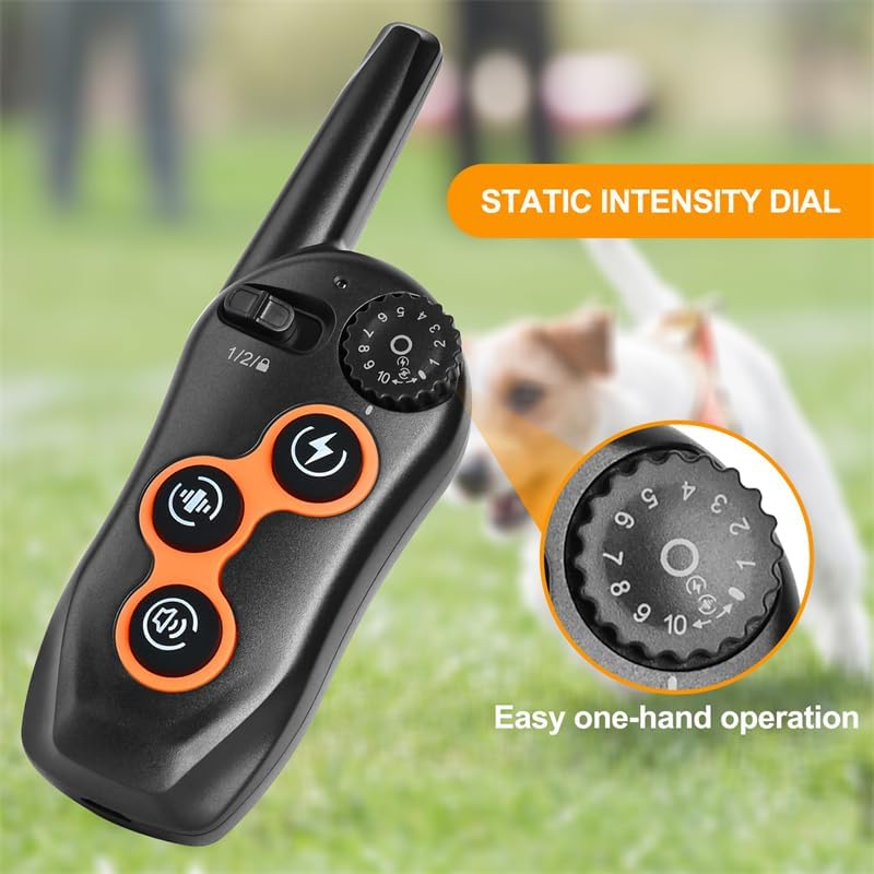 Dog Shock Collar with Remote Control,1300Ft,IP67 Waterproof Dog Training Collar with 3 Training Modes, Beep, Shock, Vibration,Safe Lock for Small, Middle,Large Dogs (Orange, Middle,Large) - PawsPlanet Australia