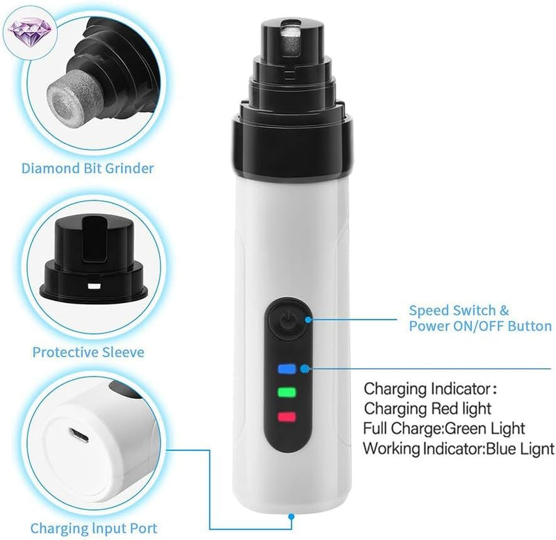 Silent Groom Pro Nail Grinder, 2025 Upgraded Heusom Silent Groom Pro Nail Grinder, Ultra Quiet Operation Pet Nail Clipper, USB Rechargeable Pet Nail Grinder for Dogs and Cats - PawsPlanet Australia