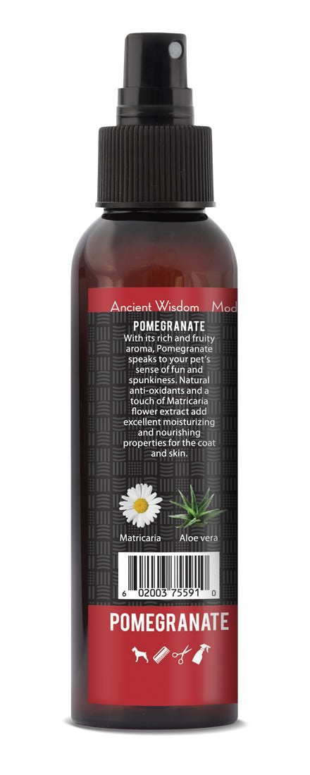 RELIQ Aroma SPA Pomegranate Botanical Mist cologne for Dogs & Cats. Spray on the coat after bath to give your dog a clean & fresh smell. Infused with natural extracts, calming and comforting dog & cat