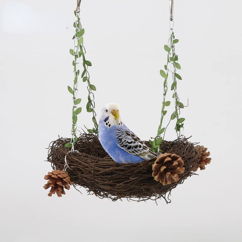 Natural Rattan Nest Small Medium Large Bird Swing for Parrot Parakeet Cockatiel Conure Cockatoo Macaw Amazon African Grey Lovebird Finch Canary Budgie Cage Perch Toy (Small) - PawsPlanet Australia