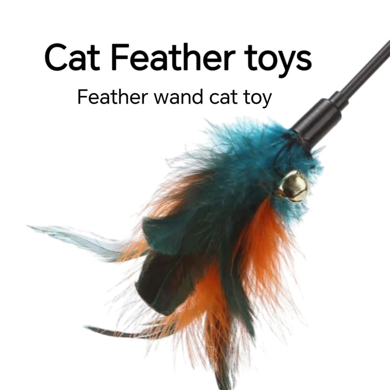 15-Pack Cat Feather Toys and Teaser Wand- Feather Toys for Cats，cat Feather Toy, cat Toys for Indoor Cats，Feather Stick cat Toy cat Teaser Wand - Feather Wand cat Toy Multiple colors - PawsPlanet Australia