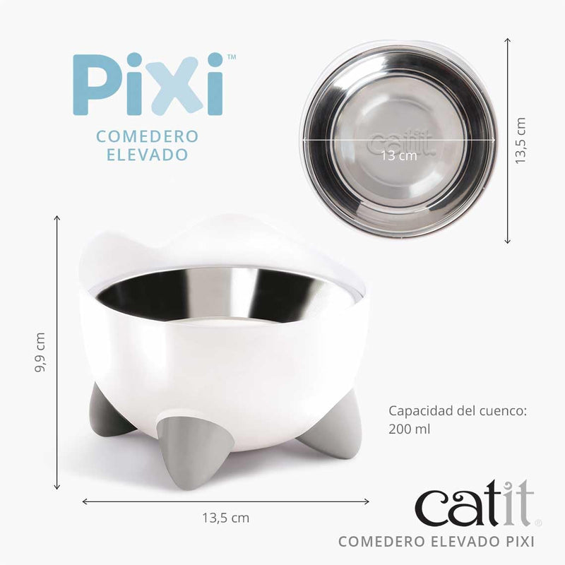 Catit PIXI Elevated Feeding Dish, Whisker Stress Free Food & Water Cat Bowl White - PawsPlanet Australia