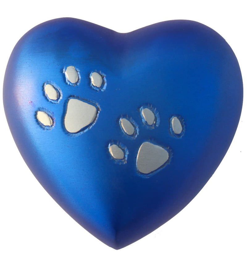 THE ASCENT MEMORIAL PET Memorial Heart URNS for Ashes for Cats and Dogs | PAW Engraved Heart URN | Display Stand | Velvet Carry Bag | Paper Funnel | Magnet Closure Gift Box Blue - PawsPlanet Australia