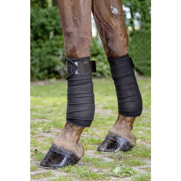 HKM Innovation Polo Wraps Set of 4, Polo Wraps for Horses, Bandages, Bandages for Horses, Fleece Polo Wraps, Fleece Bandages 300cm (Wine Red) Wine Red - PawsPlanet Australia