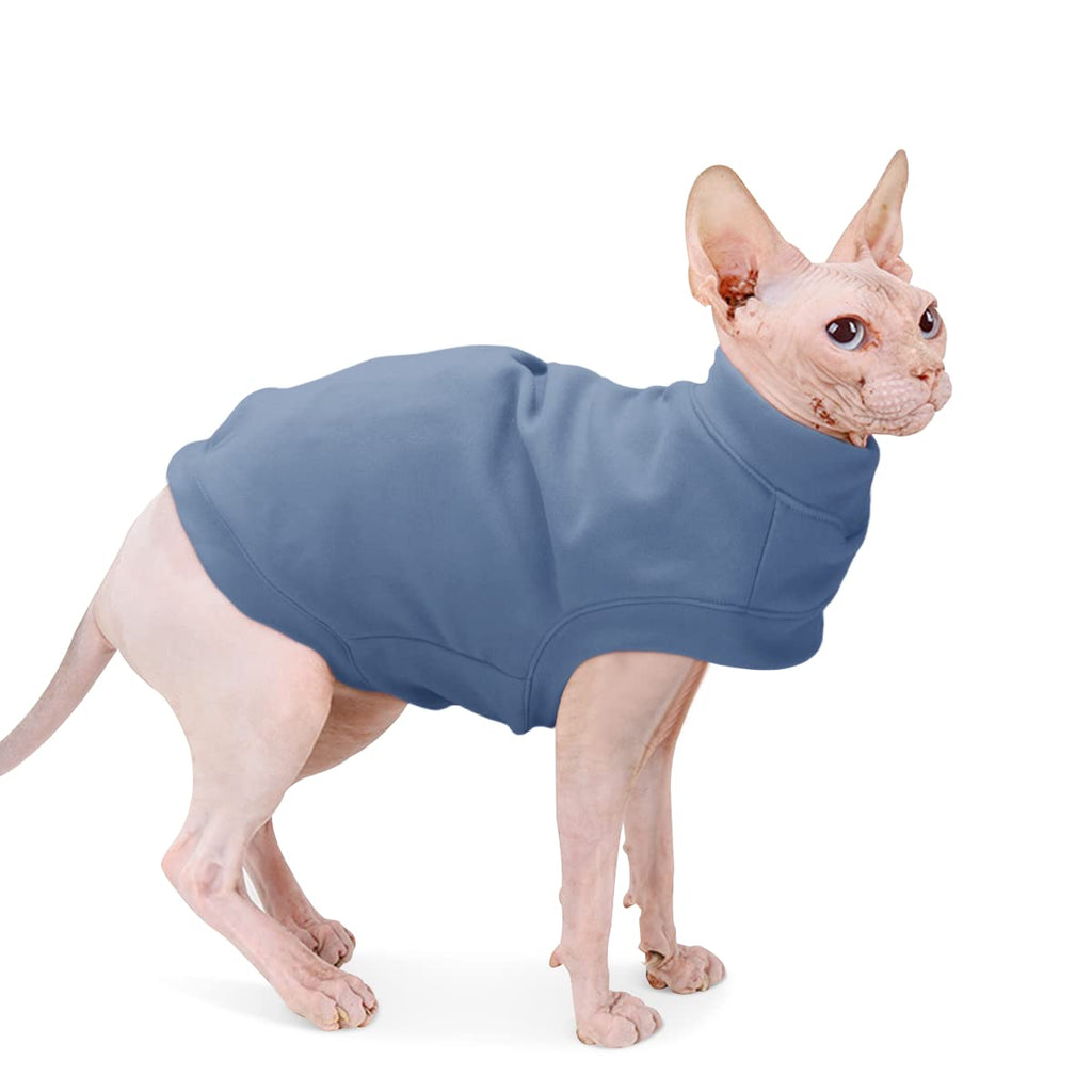 Soft Fleece Dog Sweatshirt - Warm Dog Sweaters for Small Medium Dogs Cats Cold Weather - Cat Sweater Pullover Stretchy Hoodie Easy On - Comfortable Dog Winter Clothes Pet Sweaters Vest for Doggie Grey-blue