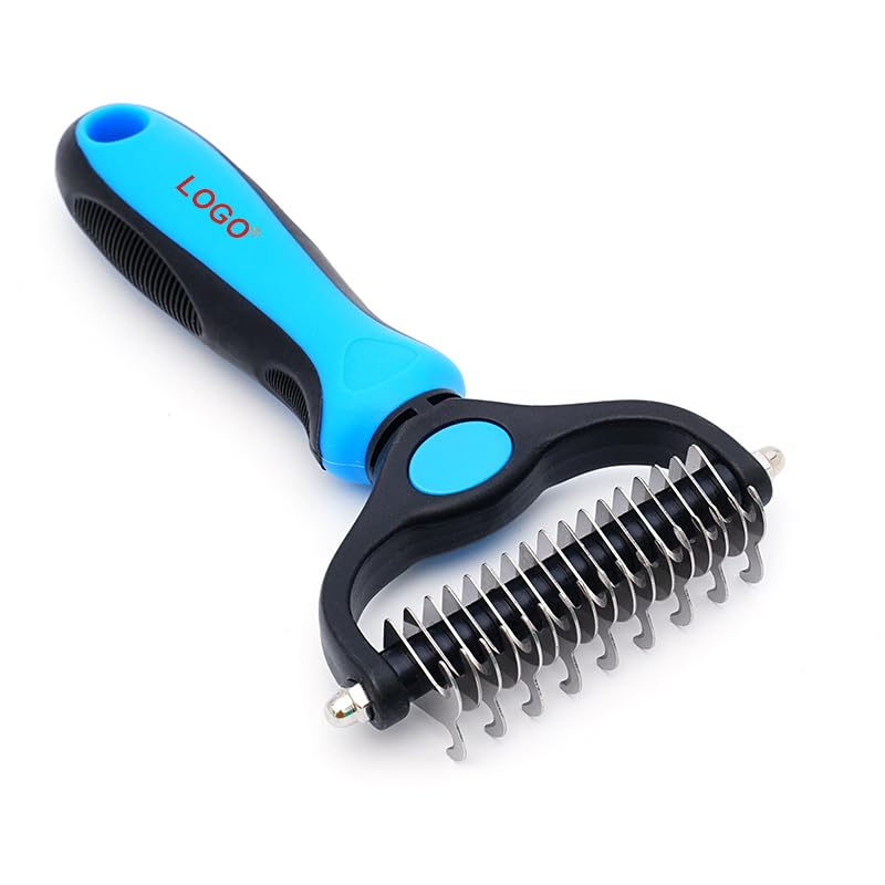 Pet Deshedding Brush for Dogs & Cats – Professional Grooming Tool for Short & Long Hair, Removes Loose Fur & Undercoat, Reduces Shedding S (two-sided 11+6 teeth): 17.0/7.4/2.5cm Color: Blue S - PawsPlanet Australia