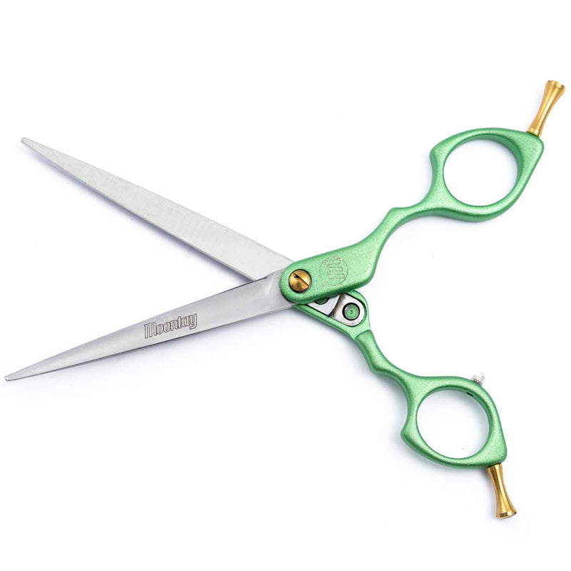 Moontay 6.0" Professional Straight Pet Grooming Scissor, Dog Cat Grooming Shear/Scissor with Ultra-Light Aeronautical Aluminum Handle, 440C Japanese Stainless Steel Pet Grooming Shear, Green 6.0" Straight Cutting Scissor - PawsPlanet Australia