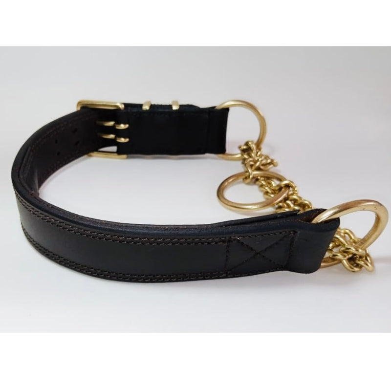 k9 Handmade Leather Martingale Collar for Dogs 100% Brass Hardware Suitable for Medium, Large, Extra Large Breed Dogs Training. Includes Leather Apple Airtag Dog Collar Pocket. (Medium) - PawsPlanet Australia