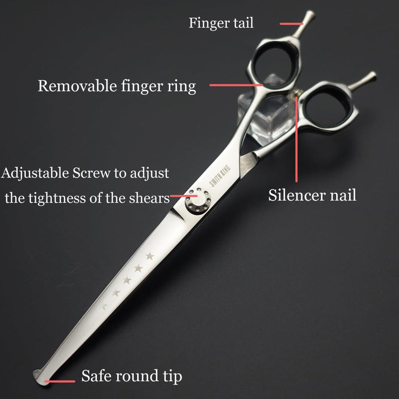 7 inches Safe Dog Grooming Scissors Set with Round Tip,Straight & Thinning & Curved Shears Set with comb for Dog & Cat Grooming human hair cutting (Black 4 in 1 with comb) Black 4 in 1 With Comb - PawsPlanet Australia