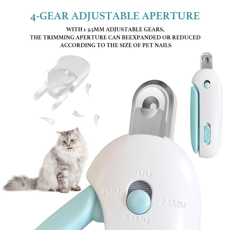Adjustable Aperture Pet Blue Nail Clippers, Cat and Puppy Nail Trimmer with Grinding Nail File, Recommended by Pet Groomers, Safe to Avoid Over-Trimming, Professional Pet Nail Clippers for Beginners - PawsPlanet Australia