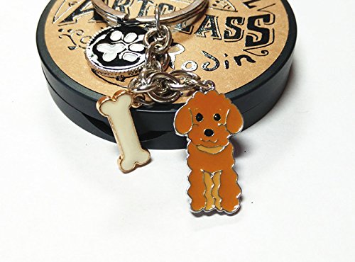 Dog Keychain Ring, Cool Cute Pet Dog Keyring Bag Charm Mini Metal Key Ring Keyfob Brown Poodle - PawsPlanet Australia