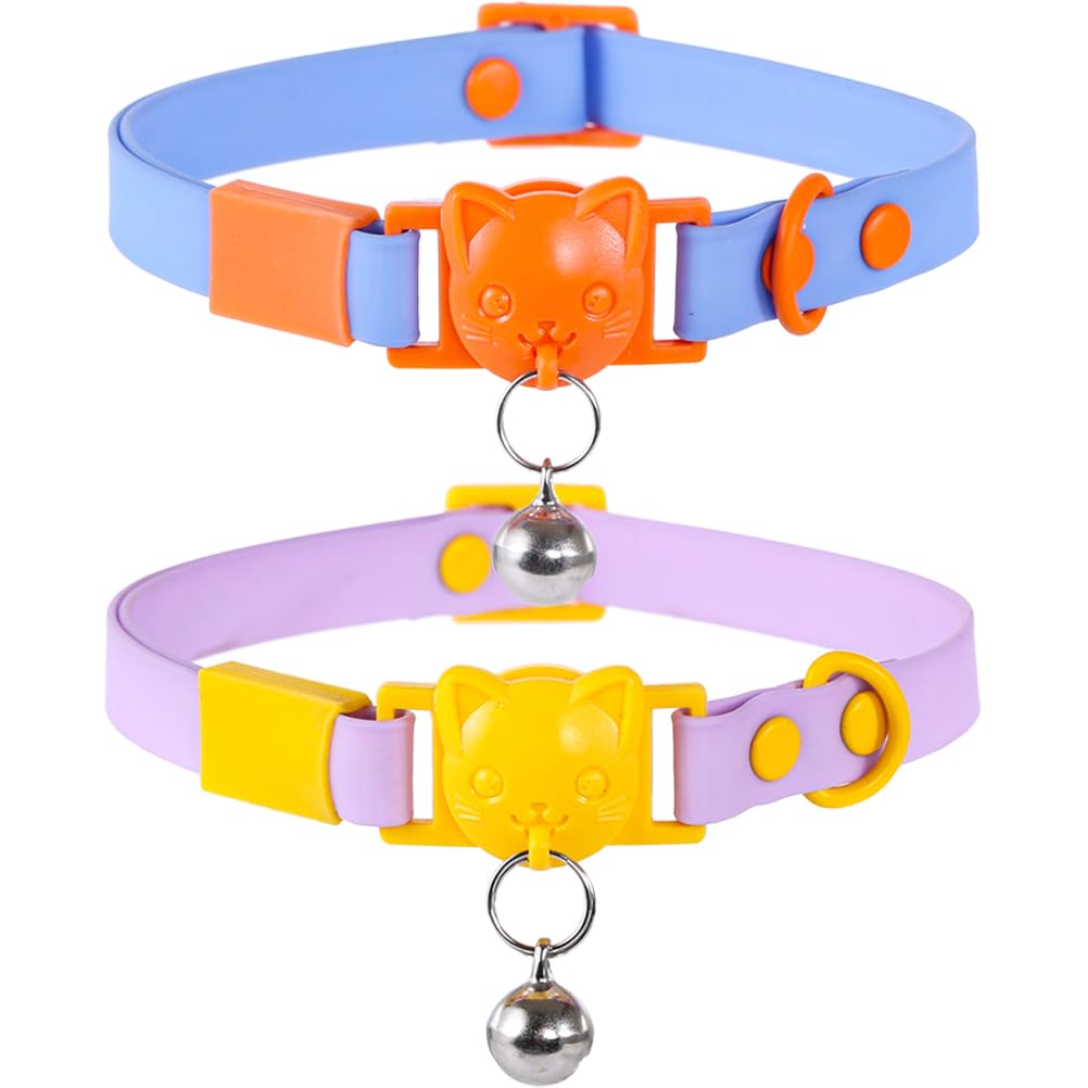 2 Pack Cat Collar Waterproof with Bell Breakaway Adjustable for Cats Kitten