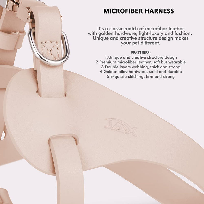 Fashionable Microfiber Leather Dog Harness -[X903] Escape Proof Dog Harness Easy On Easy Off Soft Waterproof with Luxury Durable Golden Hardware Puppy Harness for Litter Small,Middle Dogs Medium-Chest:15~19.7Inch Harness:PeachPink - PawsPlanet Australia