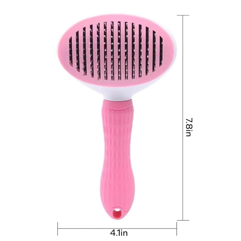 Generic Pet Comb Dogs Cats Hair Removal Brush One-click Auto Grooming Tools Puppy Comb Kitten Brush Pet Long or Short Hair Self Cleaning Accessories Pet Massage Tool Removes Tangles & Loose Fur(Pink) pink - PawsPlanet Australia