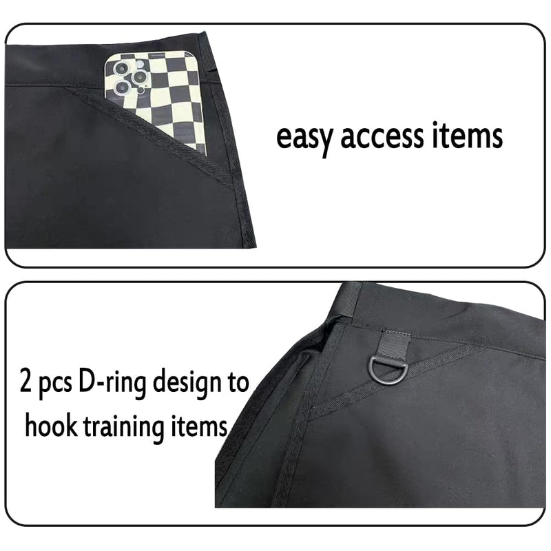 Detachable Dog Trainer Treat Pouch, Large Pet Training Waist Apron with Zipper Bag, Adjustable Dog Treat Training Pocket with Belt, Hands Free & Easy to Use, (1 Small Pocket + 1 Apron)
