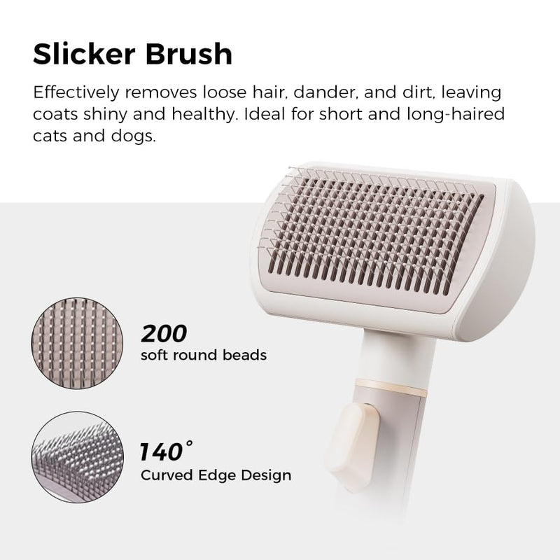VOOCOO Self Cleaning Slicker Brush, A Complete Grooming Tool, Deshedding Undercoat and Hair Removal for Dogs and Cats, Safe and Gentle on Pets Skin, Easy Pet Hair Removal. - PawsPlanet Australia