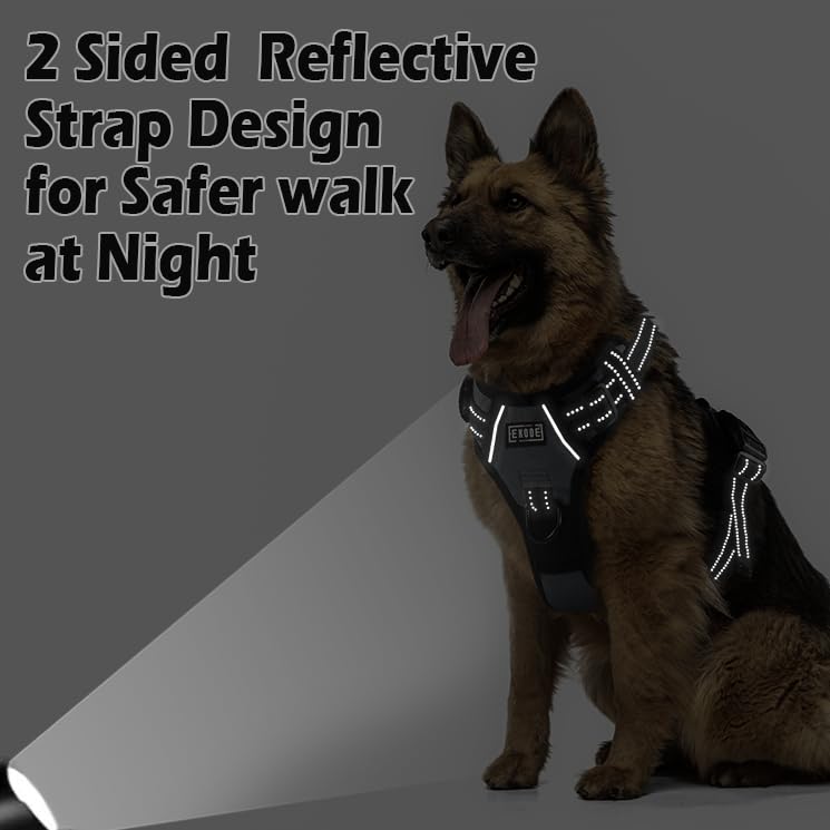 EKODE Dog Harness e - No Pull with Breathable Inner Padding - with 2 Anti Rust Leash Hooks - with Night Reflection Linings Small (S)