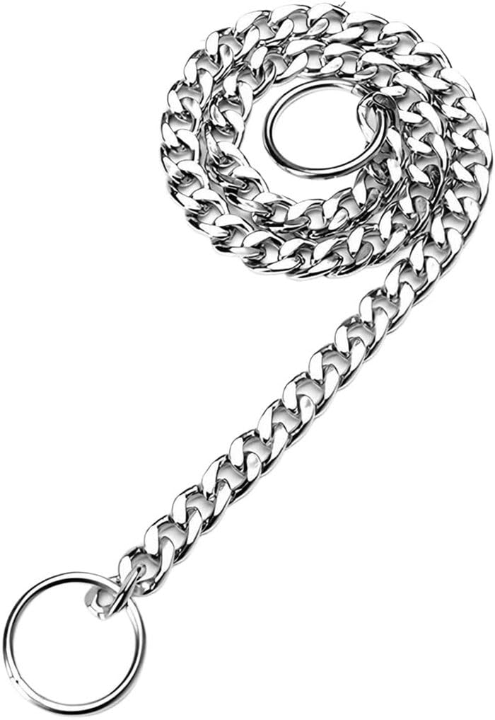Dog Chain Collars for Large Dogs,Adjustable Flat Silver Metal Dog Collar,Heavy Duty Slip P Link Martingale Collar for Small Medium Large Big Dogs XL XL(Neck Max 22inch)D4.0mm