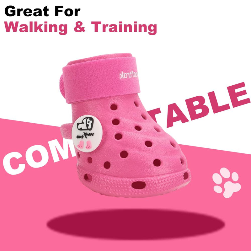 Dog Shoes Breathable Dog Shoe for Hot Pavement, Dog Booties and Paw Protectors, Non-Slip Waterproof Dog Sandals Boots (Pink, L: (3.1’’x2.5'')(L*W)) Pink L: (3.1’’x2.5'')(L*W)