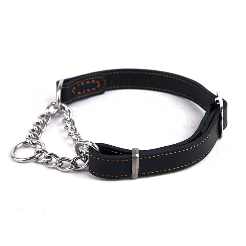 Love Dream Martingale Collars for Dogs, Leather Training Dog Collar, Stainless Steel Chain Anti-Escape No Pull Dog Collar for Medium Large Dogs (M(13.8"-18.9"), Black) M(13.8"-18.9") - PawsPlanet Australia