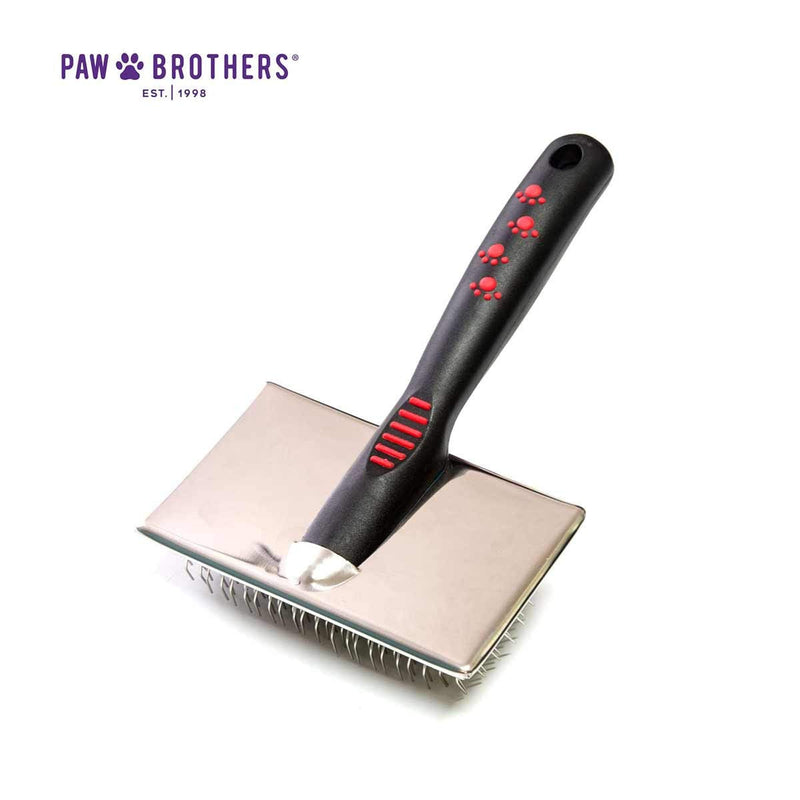 Ryan's Pet Supplies Paw Brothers Flat Slicker Brush for Dogs, Dog Brush for Short Haired Dogs, Professional Grade, Coated Tips, Gentle on Skin, Maximum Coverage, Medium, 3.5 in x 1.625 in Medium 3.5 X 1.625in - PawsPlanet Australia