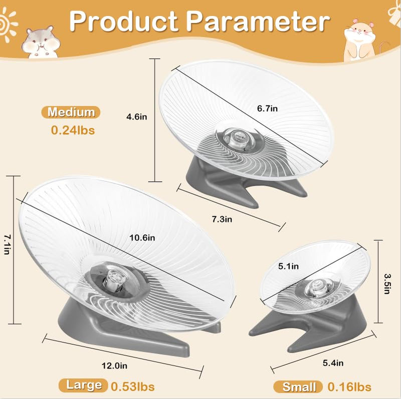 Hamster Wheel Saucer Silent Spinner/Quiet Exercise Flying Runner for Dwarf Hamster/Gerbil Rat/Hermit Crab Small Cage Large - PawsPlanet Australia