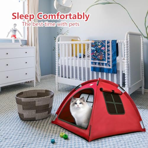 Dog Tent House, Cat and Dog Waterproof Tent House, Breathable Washable Indoor/Outdoor Pet Tent, Outdoor Dog Shade Suitable for Cat, Puppy, Bunny and Small Animal (Red S) Cherry Red - PawsPlanet Australia