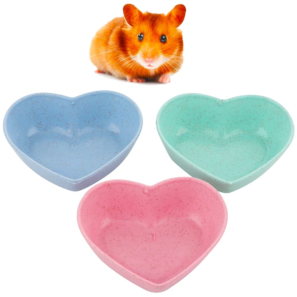 3 Pack Hamster Food Dish Small Cute Shape Food Bowl for Hamster Hedgehog Small Animals (Green, Blue and Pink)