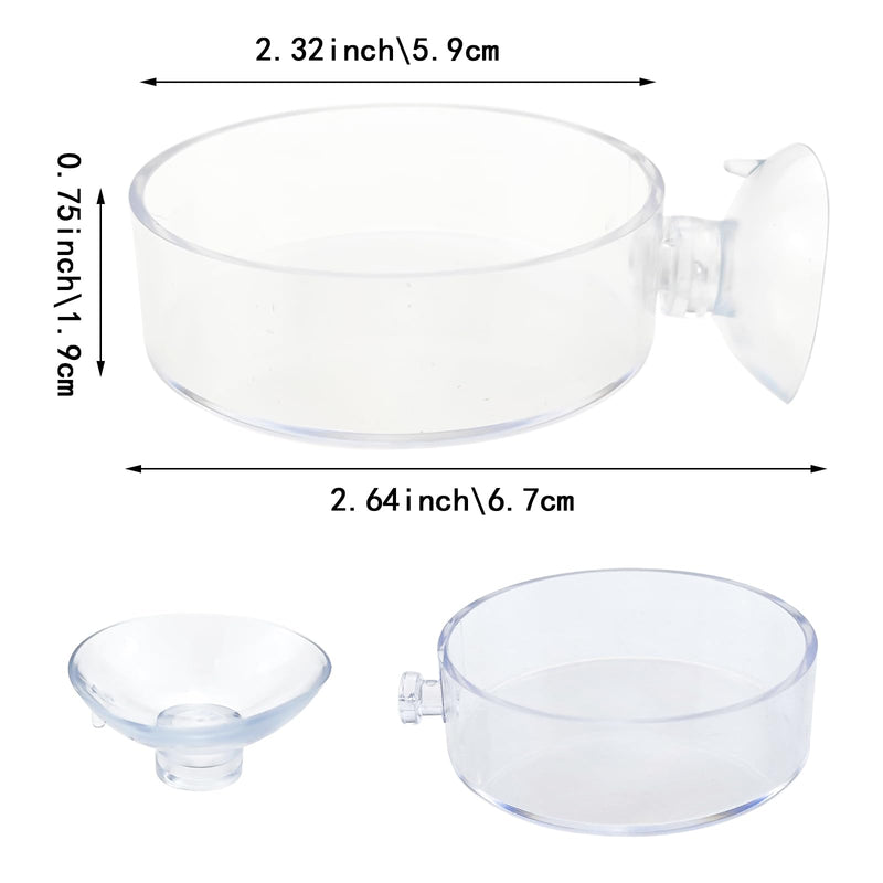 2 Pack 60mm Aquarium Shrimp Feeder Dish with Suction, Round Clear Fish Tank Food Tray Container, Feeder Bowl, Prevent Food Spilling - PawsPlanet Australia