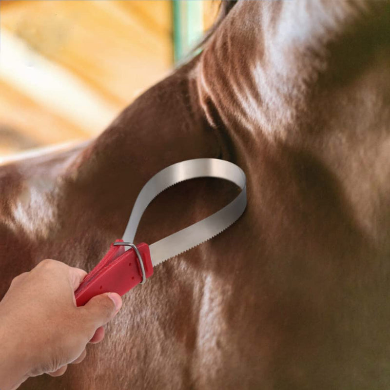 Pssopp Horse Shedder Scraper Stainless Steel Horse Sweat Scraper Metal Animal Equine Sweat Scraper Shedder Horse Grooming Brushes Combs Single Metal Shedding Blade - PawsPlanet Australia