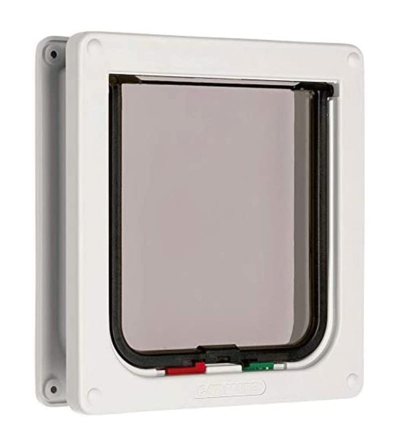 Cat Mate 4-Way-Locking Cat Flap with Door Liner to 2" (235) - Secure Lockable Door for Small to Medium Sized Cats, for UPVC, Wood and Wall, White 4-Way Locking with Door Liner