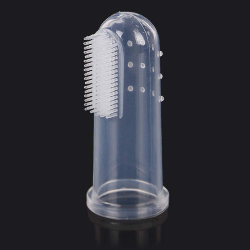 WANGCL 10 Pieces Soft Silicone Pet Finger Toothbrush, Tooth Cleaner Dog Cat Teeth Cleaning (Clear)