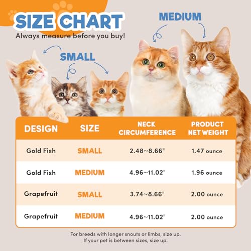 Cat Cone, Adjustable Cat Recovery Collar, Extra Soft Cat E Collar with Drawstrings, Prevent Licking and Scratching (Grapefruit, Medium) [Neck:6-12"] Medium Grapefruit - PawsPlanet Australia