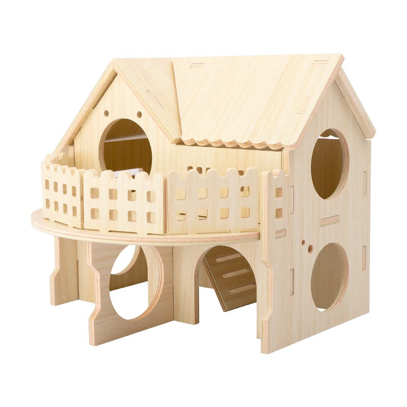 Hamster Forest Lookout Wood House Fun House Double-Decker Hut for Young Dwarf Gerbil Mouse Mice Rat Small Animals(Only for Small Hamster)